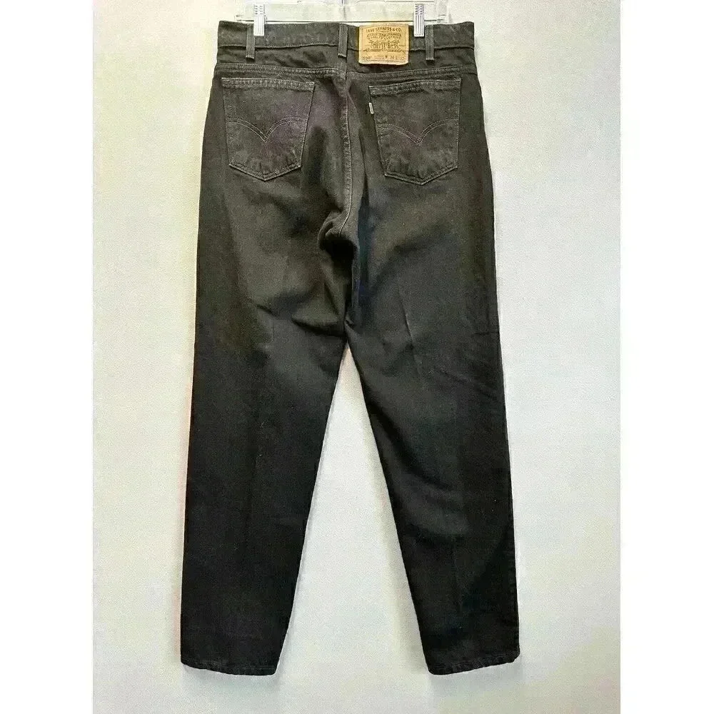 VTG Levi's 550 Jeans Men's 34X32 Black Orange Tab Relaxed‎ Fit Tapered Leg Denim